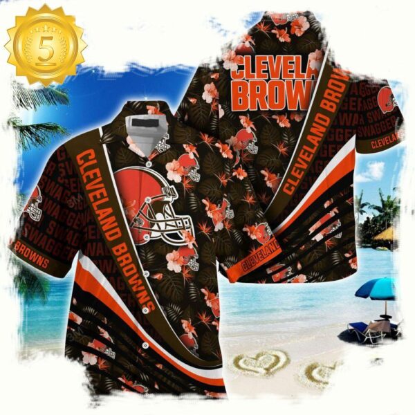 Cleveland Browns NFL Hawaii Shirt With Tropical Flower Pattern - available at - rugbyfanstore.com