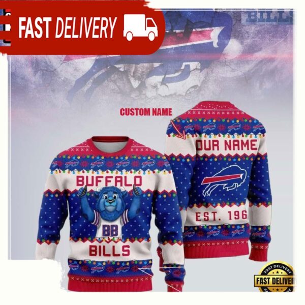 Custom Buffalo Bills Cute Mascot NFL Ugly Christmas Sweater - available at - rugbyfanstore.com