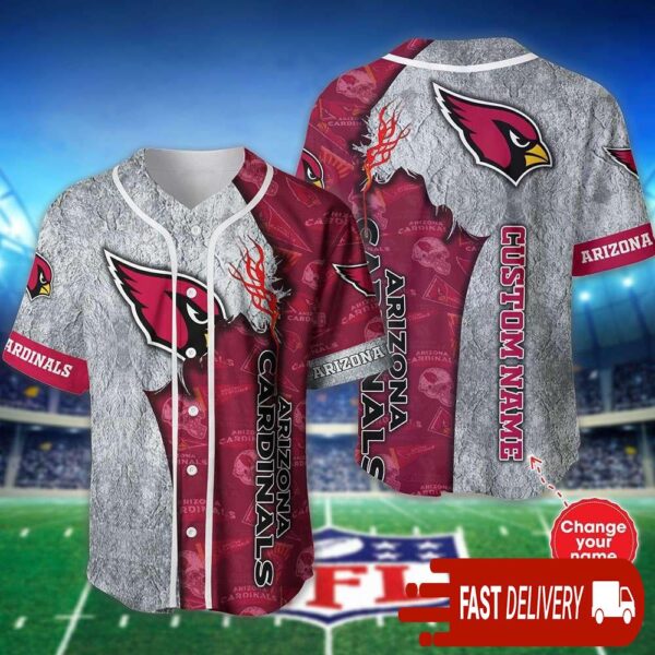 Custom Name Arizona Cardinals Baseball Jersey Shirt NFL Gifts for Fans - available at - rugbyfanstore.com