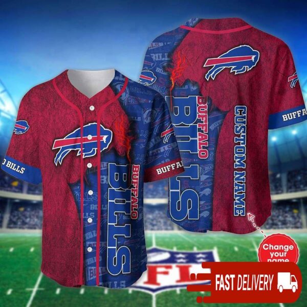 Custom Name Buffalo Bills Baseball Jersey Shirt NFL Gifts for Fans - available at - rugbyfanstore.com