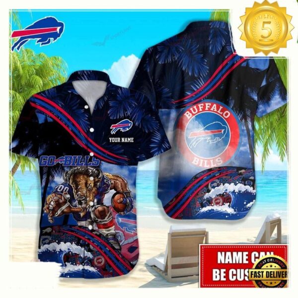 Custom Name Buffalo Bills NFL Mascot Hawaiian Shirt - available at - rugbyfanstore.com