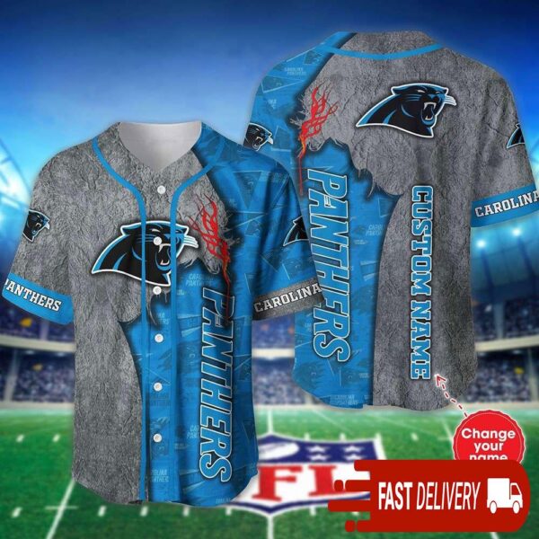 Custom Name Carolina Panthers Baseball Jersey Shirt NFL Gifts for Fans - available at - rugbyfanstore.com