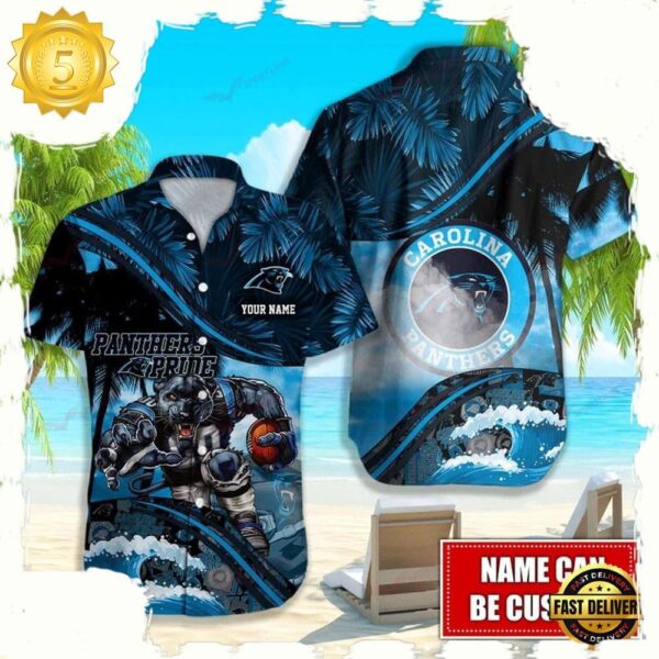 Custom Name Carolina Panthers NFL Mascot Hawaiian Shirt - available at - rugbyfanstore.com