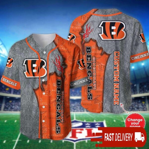 Custom Name Cincinnati Bengals Baseball Jersey Shirt NFL Gifts for Fans - available at - rugbyfanstore.com