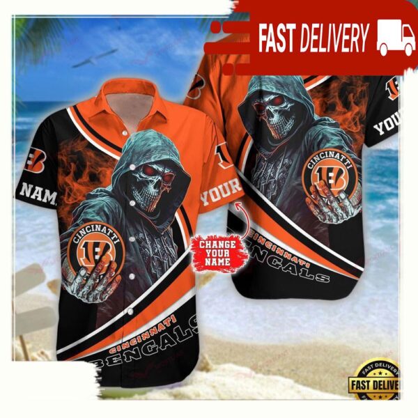 Custom Name Cincinnati Bengals NFL Hawaiian Shirt - available at - rugbyfanstore.com