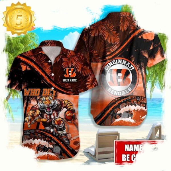 Custom Name Cincinnati Bengals NFL Mascot Hawaiian Shirt - available at - rugbyfanstore.com