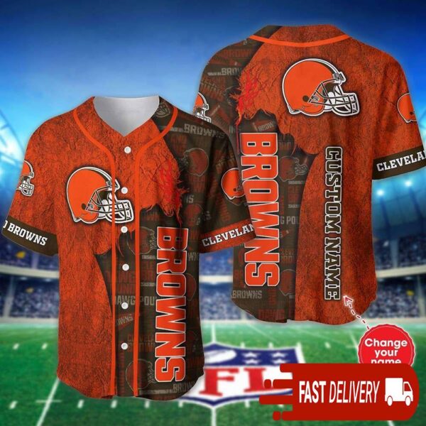 Custom Name Cleveland Browns Baseball Jersey Shirt NFL Gifts for Fans - available at - rugbyfanstore.com