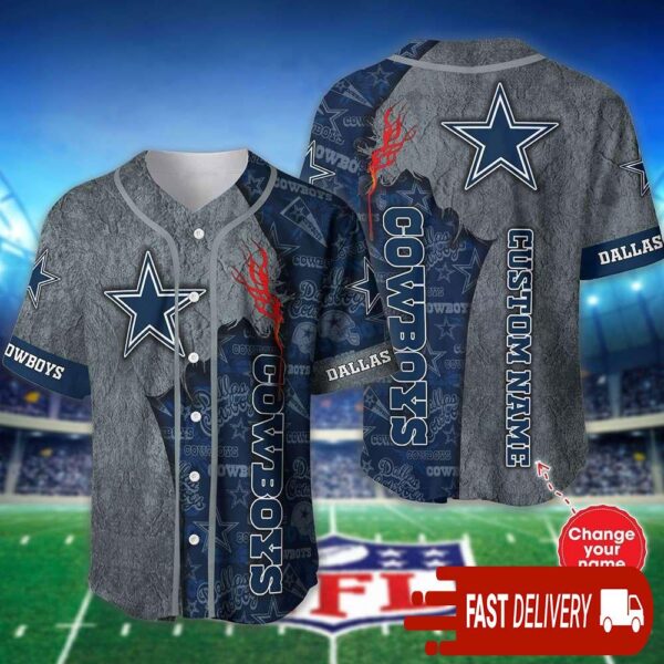 Custom Name Dallas Cowboys Baseball Jersey Shirt NFL Gifts for Fans - available at - rugbyfanstore.com