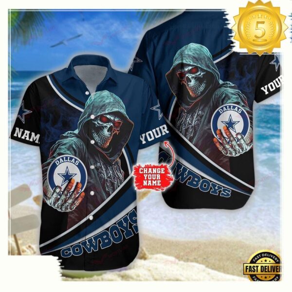 Custom Name Dallas Cowboys NFL Hawaiian Shirt - available at - rugbyfanstore.com