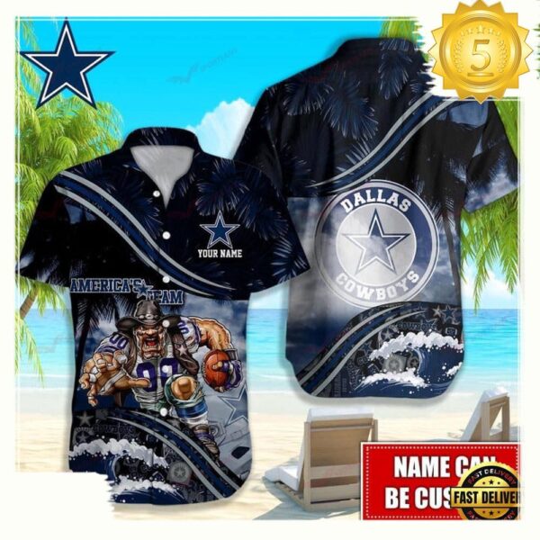 Custom Name Dallas Cowboys NFL Mascot Hawaiian Shirt - available at - rugbyfanstore.com