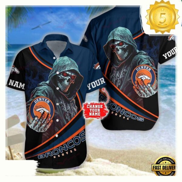 Custom Name Denver Broncos NFL Hawaiian Shirt - available at - rugbyfanstore.com