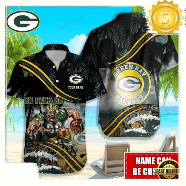 Custom Name Green Bay Packers NFL Mascot Hawaiian Shirt - available at - rugbyfanstore.com