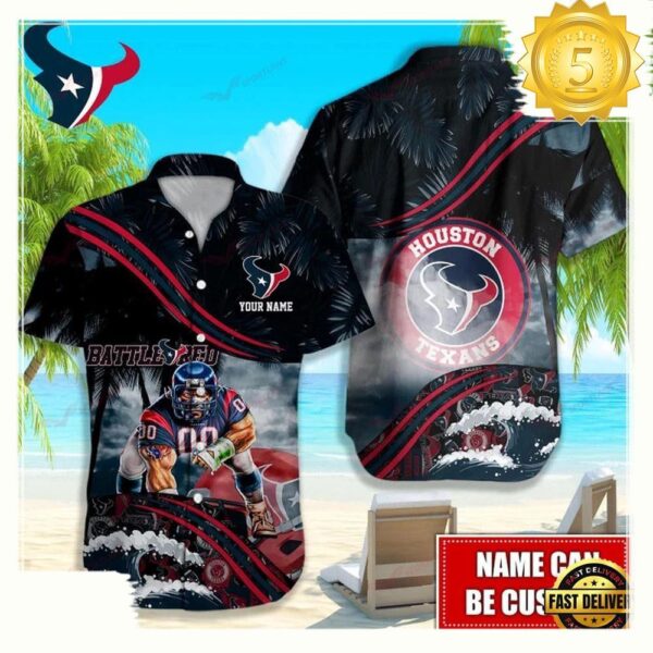 Custom Name Houston Texans NFL Mascot Hawaiian Shirt - available at - rugbyfanstore.com