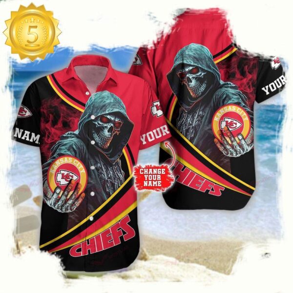 Custom Name Kansas City Chiefs NFL Hawaiian Shirt - available at - rugbyfanstore.com