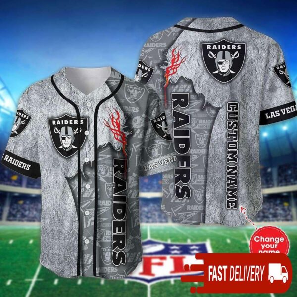 Custom Name Las Vegas Raiders Baseball Jersey Shirt NFL Gifts for Fans - available at - rugbyfanstore.com