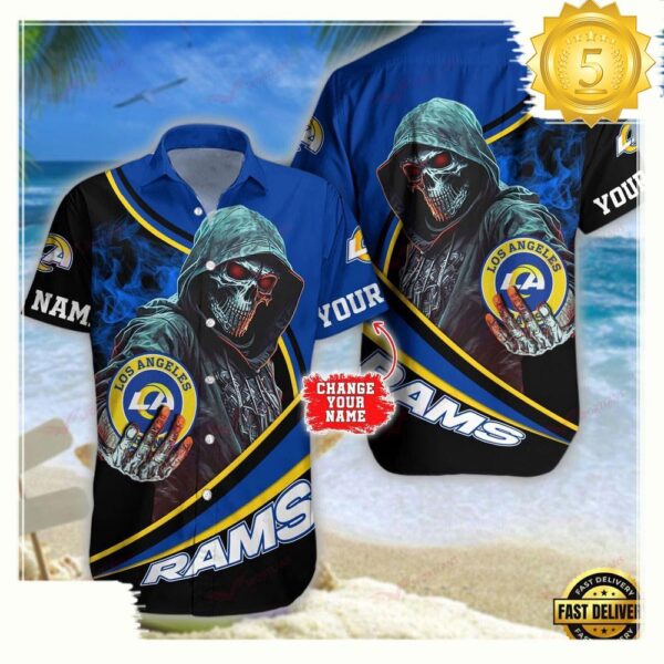 Custom Name Los Angeles Rams NFL Hawaiian Shirt - available at - rugbyfanstore.com