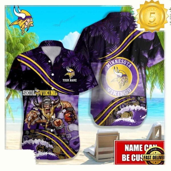 Custom Name Minnesota Vikings NFL Mascot Hawaiian Shirt - available at - rugbyfanstore.com