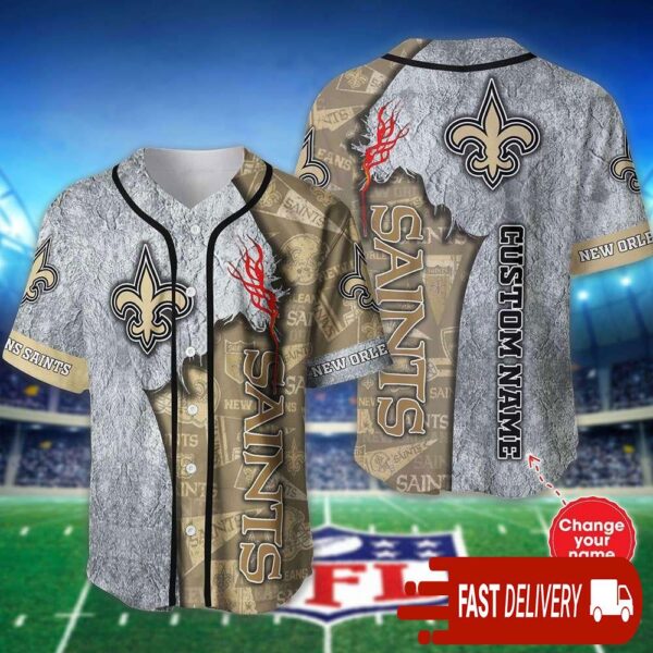 Custom Name New Orleans Saints Baseball Jersey Shirt NFL Gifts for Fans - available at - rugbyfanstore.com