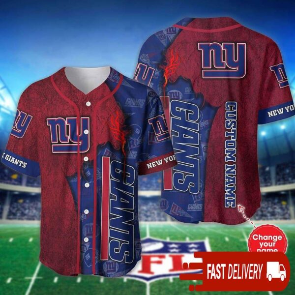 Custom Name New York Giants Baseball Jersey Shirt NFL Gifts for Fans - available at - rugbyfanstore.com