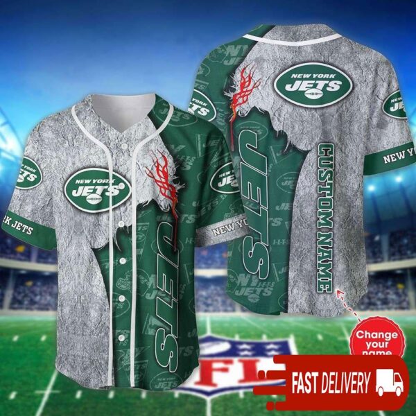 Custom Name New York Jets Baseball Jersey Shirt NFL Gifts for Fans - available at - rugbyfanstore.com