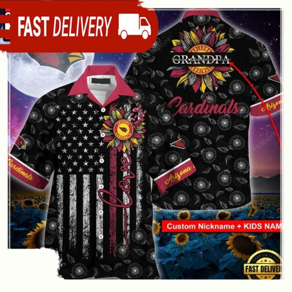 Custom Name NFL Arizona Cardinals Sunflower For Mother Day Father Day Hawaiian Shirt - available at - rugbyfanstore.com