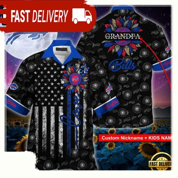 Custom Name NFL Buffalo Bills Sunflower For Mother Day Father Day Hawaiian Shirt - available at - rugbyfanstore.com