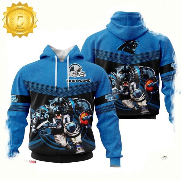 Custom Name NFL Carolina Panthers Mascot 3D Hoodie New Design - available at - rugbyfanstore.com