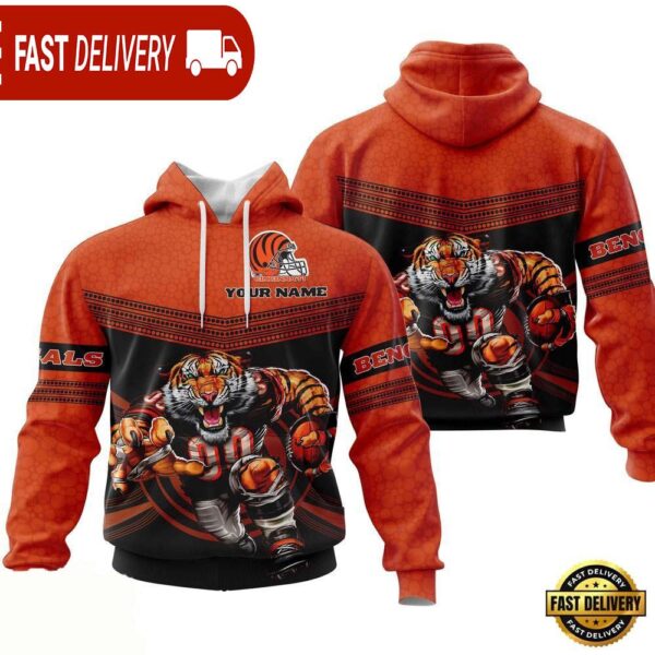 Custom Name NFL Cincinnati Bengals Mascot 3D Hoodie New Design - available at - rugbyfanstore.com