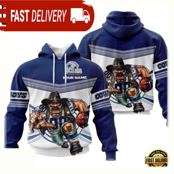 Custom Name NFL Dallas Cowboys Mascot 3D Hoodie New Design - available at - rugbyfanstore.com