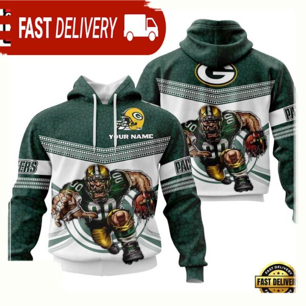 Custom Name NFL Green Bay Packers Mascot 3D Hoodie New Design - available at - rugbyfanstore.com