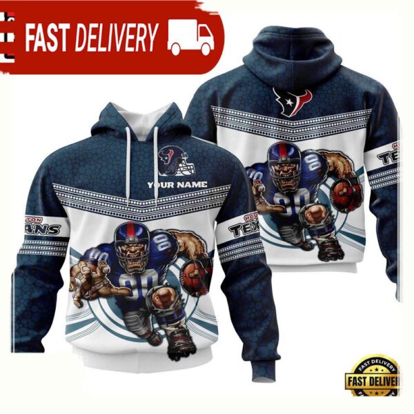 Custom Name NFL Houston Texans Mascot 3D Hoodie New Design - available at - rugbyfanstore.com