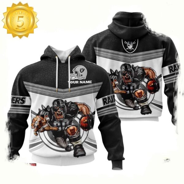 Custom Name NFL Las Vegas Raiders Mascot 3D Hoodie New Design - available at - rugbyfanstore.com