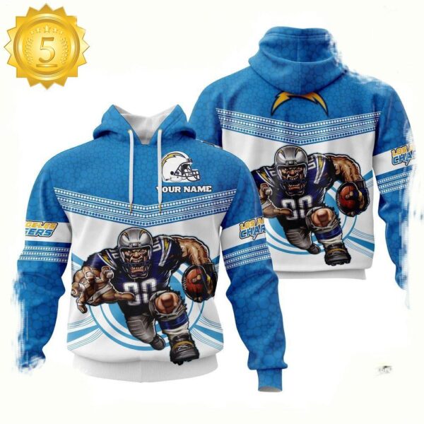 Custom Name NFL Los Angeles Chargers Mascot 3D Hoodie New Design - available at - rugbyfanstore.com