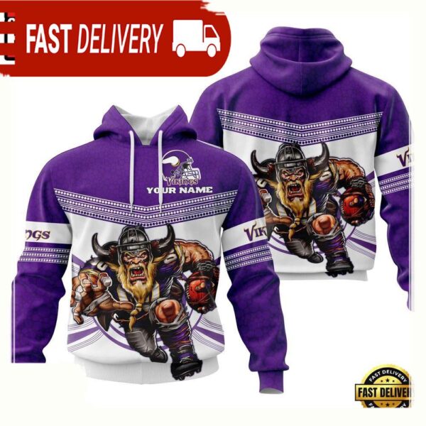 Custom Name NFL Minnesota Vikings Mascot 3D Hoodie New Design - available at - rugbyfanstore.com