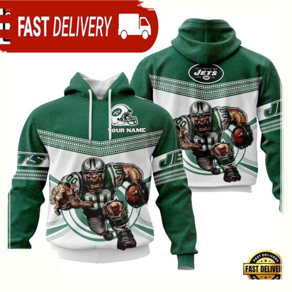 Custom Name NFL New York Jets Mascot 3D Hoodie New Design - available at - rugbyfanstore.com