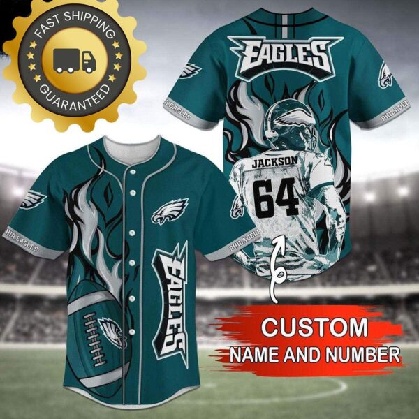 Custom Name NFL Philadelphia Eagles Baseball Jersey Gift for Fans - available at - rugbyfanstore.com