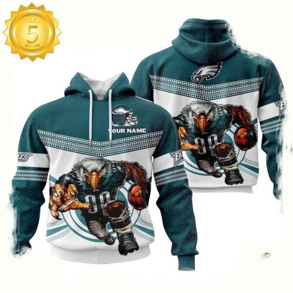 Custom Name NFL Philadelphia Eagles Mascot 3D Hoodie New Design - available at - rugbyfanstore.com