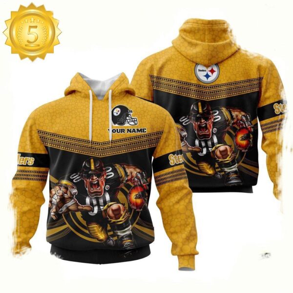 Custom Name NFL Pittsburgh Steelers Mascot 3D Hoodie New Design - available at - rugbyfanstore.com