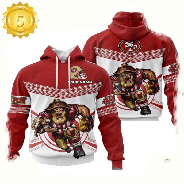 Custom Name NFL San Francisco 49ers Mascot 3D Hoodie New Design - available at - rugbyfanstore.com