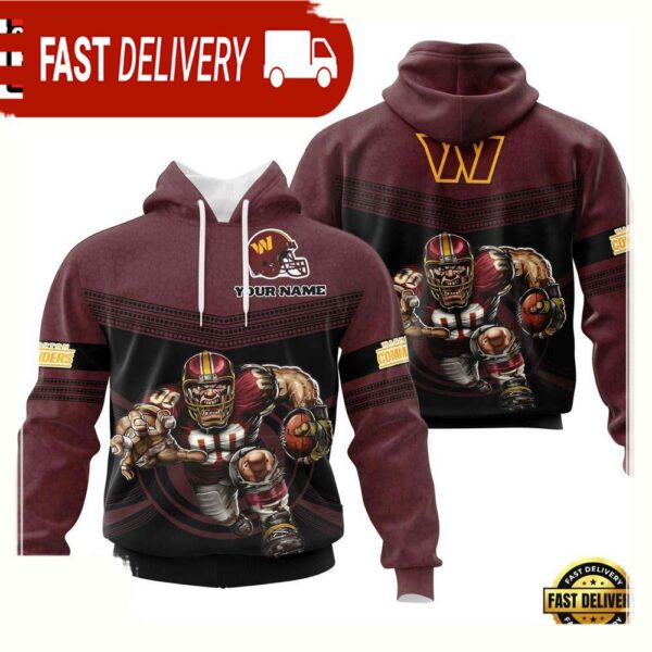 Custom Name NFL Washington Commanders Mascot 3D Hoodie New Design - available at - rugbyfanstore.com