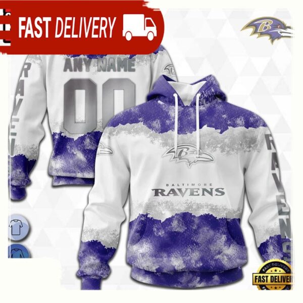 Custom Name Number NFL Baltimore Ravens Color 3D Hoodie New Design - available at - rugbyfanstore.com