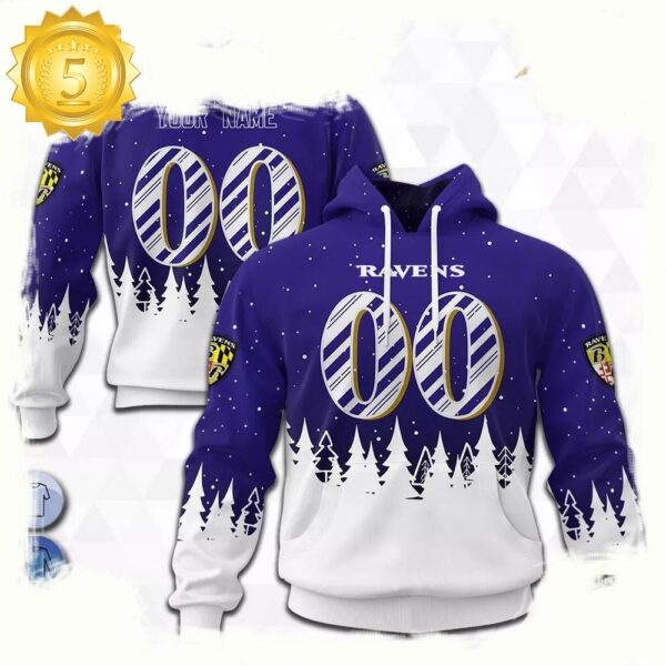 Custom Name Number NFL Baltimore Ravens Spirit 3D Hoodie New Design - available at - rugbyfanstore.com