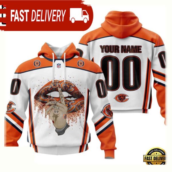 Custom Name Number NFL Chicago Bears Lips 3D Hoodie New Design - available at - rugbyfanstore.com