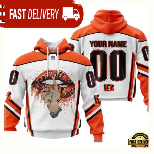 Custom Name Number NFL Cincinnati Bengals Lips 3D Hoodie New Design - available at - rugbyfanstore.com