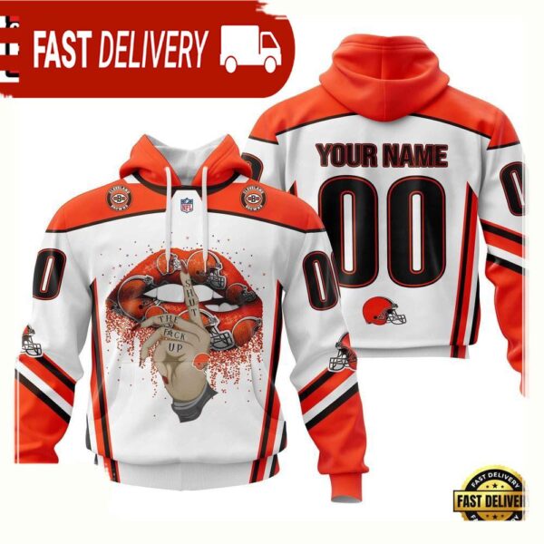 Custom Name Number NFL Cleveland Browns Lips 3D Hoodie New Design - available at - rugbyfanstore.com