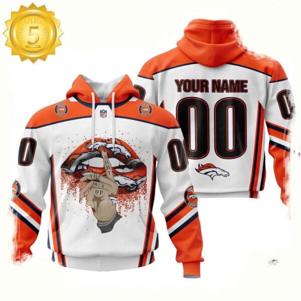 Custom Name Number NFL Denver Broncos Lips 3D Hoodie New Design - available at - rugbyfanstore.com