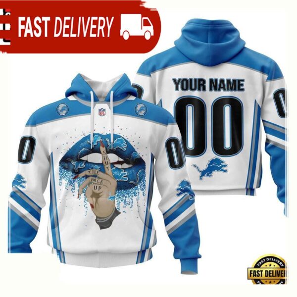 Custom Name Number NFL Detroit Lions Lips 3D Hoodie New Design - available at - rugbyfanstore.com