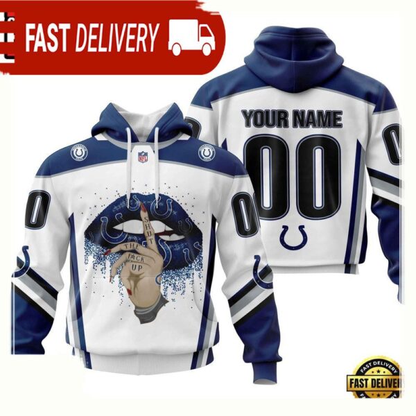 Custom Name Number NFL Indianapolis Colts Lips 3D Hoodie New Design - available at - rugbyfanstore.com