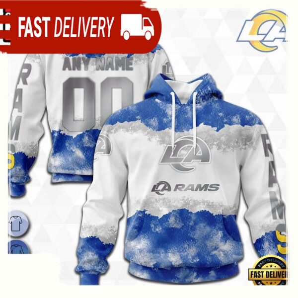 Custom Name Number NFL Los Angeles Rams Color 3D Hoodie New Design - available at - rugbyfanstore.com