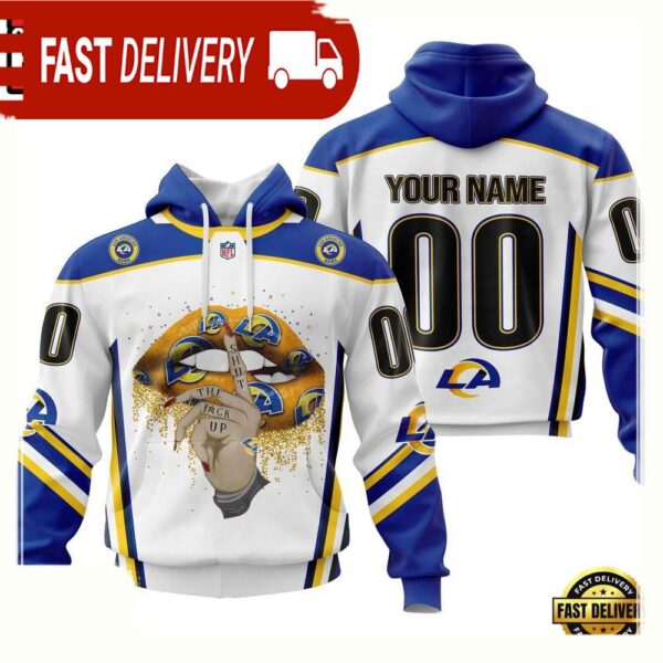 Custom Name Number NFL Los Angeles Rams Lips 3D Hoodie New Design - available at - rugbyfanstore.com